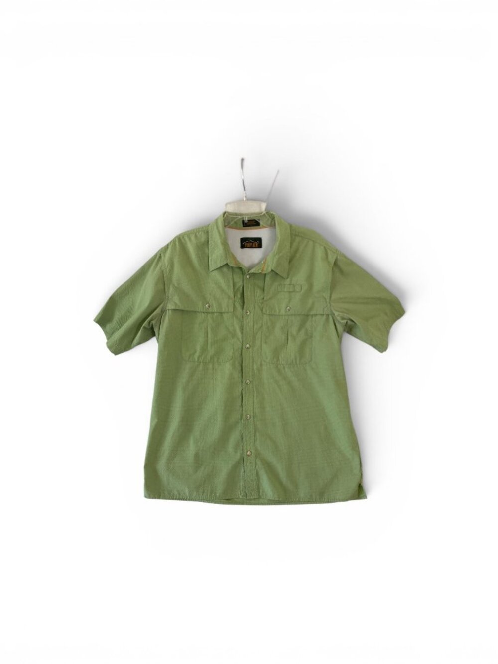 Orvis Men’s Trout Bum Short Sleeve Vented Fishing Shirt Large Green Seersucker
